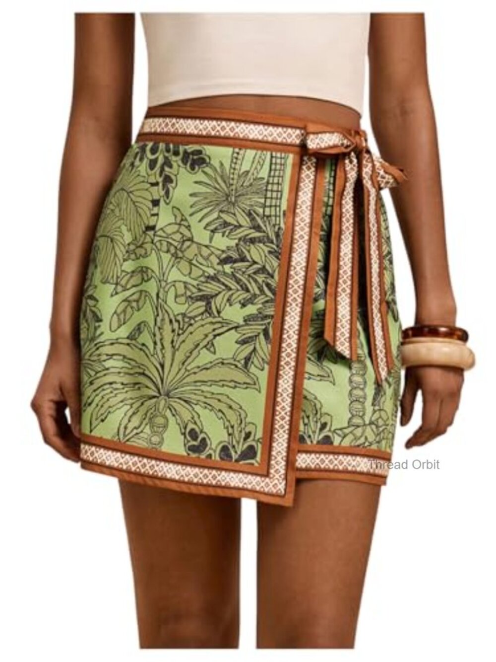 MakeMeChic High Rise Wrap Mini Skirt Floral Boho Tie Side